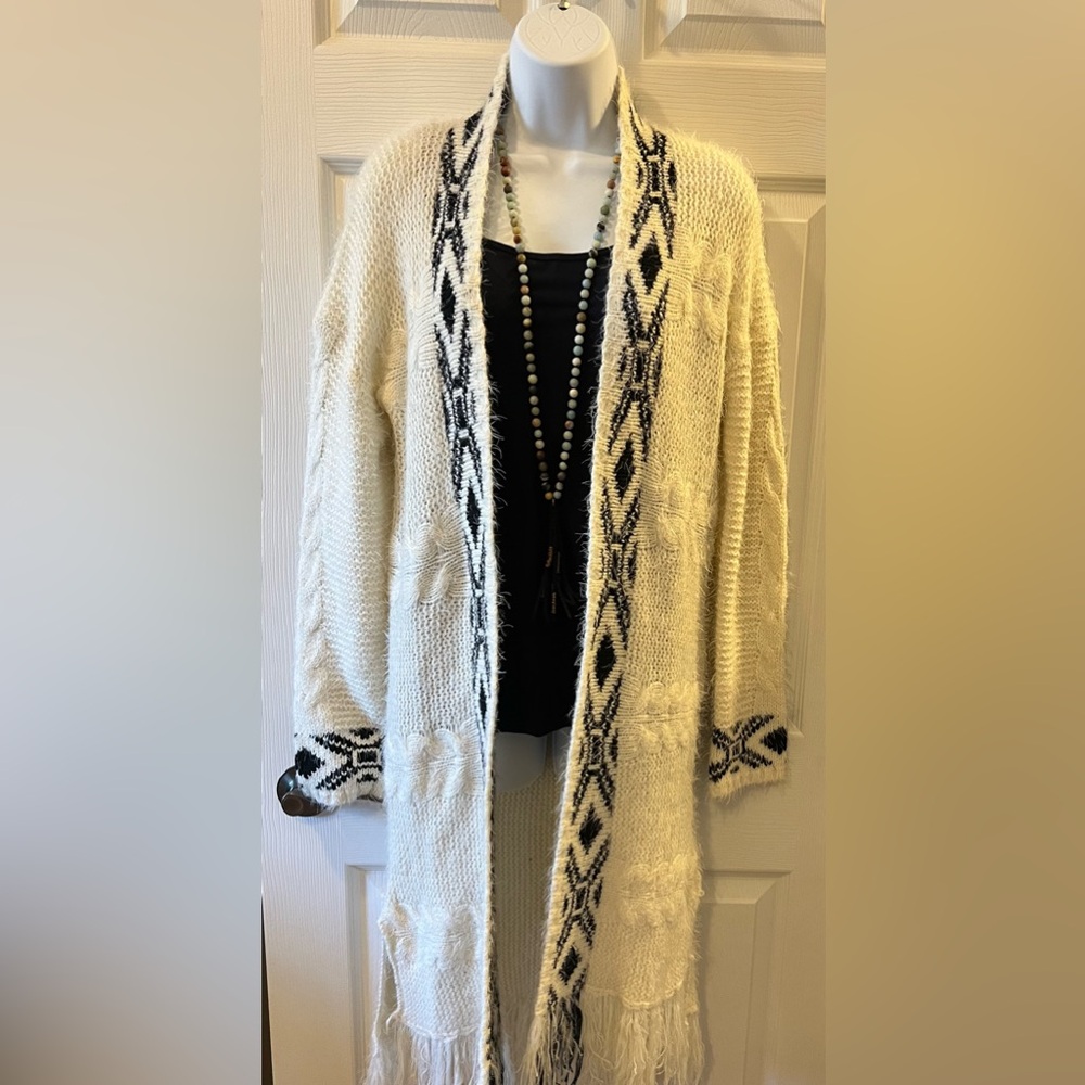Oceanus Tribal Aztec Print Cardigan Sweater Size M - Picture 4 of 7